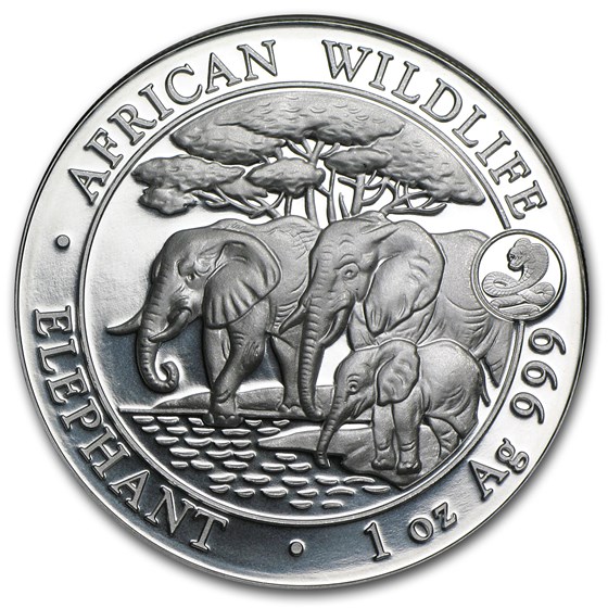 2013 Somalia 1 oz Silver African Elephant (Snake Privy) 2013 Somalia 1 oz Silver African Elephant (Snake Privy)
